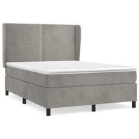 cama box spring con colchon terciopelo gris claro 140x200 cm