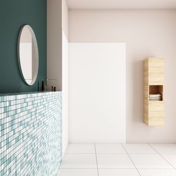 Aica Panel Angular De Pared Para Ducha En Aluminio, Blanco Mate, 90x90x210cm, Revestimiento De Paredes