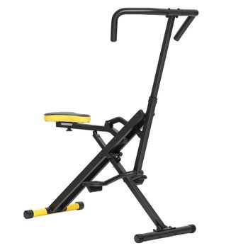 SPORTNOW Máquina Total Crunch Plegable con Asiento Regulable, en Metal y Plástico, 57x105x115 cm, Amarillo   Aosom España