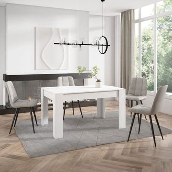 Mesa comedor efecto madera blanco 140x90x76cm