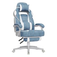 silla de oficina respaldo ajustable azul pavo  blanco crema