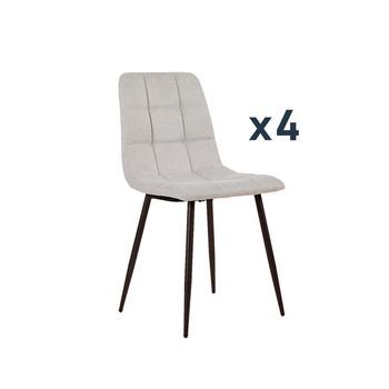 Pack 4 Sillas Tapizadas Gris Con Pata Negra Klast Home 43 X 88 Cm - Gris