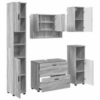 juego de muebles de bano 5 uds gris sonoma 35 x 30 x 192 cm vidaxl