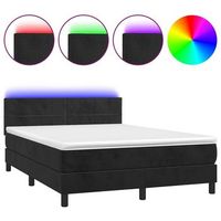 cama box spring colchon y led terciopelo negro 140x200 cm vidaxl