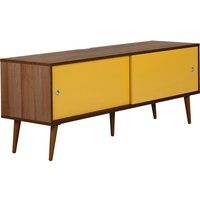 outline retro 1400 mm tv stand - walnut  yellow yellow
