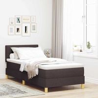vidaxl cama tipo box spring con cojin marron oscuro 90 x 200 cm tela