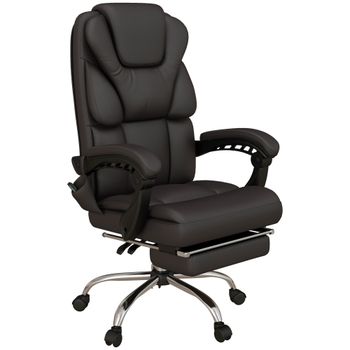 Vinsetto Silla de Oficina con 6 Puntos de Masaje Silla de Escritorio Reclinable de PU con Control Remoto 63x57x118-126 cm Marrón