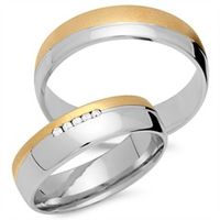 alianzas 18 quilates oro amarillo-blanco 5 diamantes