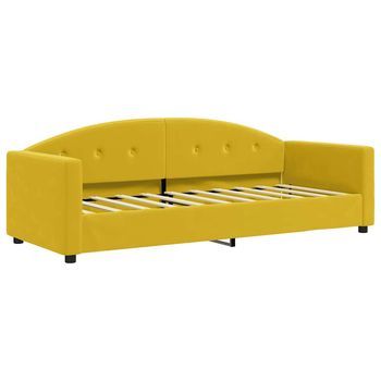 Cama Individual | Cama Para Adultos | Sofá Cama Sin Colchón Terciopelo Amarillo 80x200 Cm