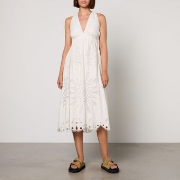 Farm Rio Broderie Anglaise Linen-Blend Maxi Dress - XL