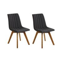 conjunto de 2 sillas de comedor negro tela de poliester patas de madera maciza oscura acolchado respaldo curvo calgary