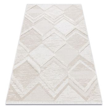 Alfombra Eco Sisal Moroc 22314 Rombos, Zigzag, Boho Franjas - Estructu 78x150 Cm