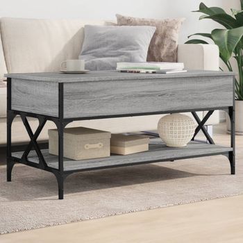 Mesa De Centro，mesa Auxiliar，mesa De Café Madera Ingeniería Metal Gris Sonoma 100x50x50 Cm Cfw774660