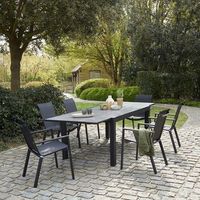 salon de jardin de aluminio negro y textileno gris 610 pers