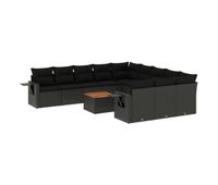 vidaxl set de sofas de jardin 12 piezas cojines ratan sintetico negro