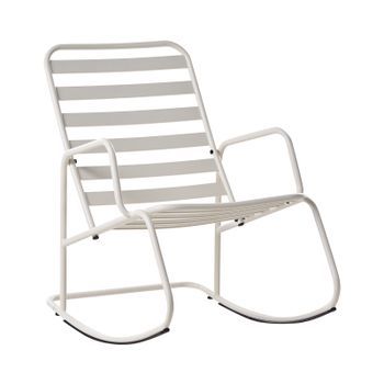Silla Mecedora Moderna De Metal Para Jardín Diseño De Listones Exterior Aluminio Blanco Crema Turi