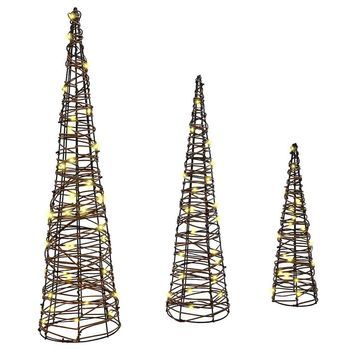 Árbol De Navidad | Decoraciones De Navidad Con 90 Led 3 Piezas Cálido 20 X 20 X 80 Cm Ratán