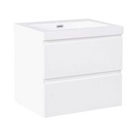 mueble de bano suspendido con lavabo de madera mdf 2 cajones 60 x 46 cm blanco cardiel
