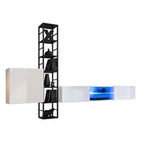 conjunto de muebles de salon estilo industrial switch m6 r color gris r iluminacion led integrada