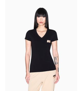 A|X Armani Exchange para mujer. XW001803AF16294UC001 Camiseta Logo negro (XXL), Casual, Algodón, Manga corta