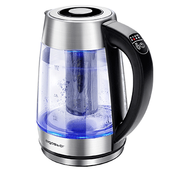 Aigostar Cris - Hervidor de agua, vidrio de borosilicato con infusor de té, 5 niveles de temperatura, 1.7L, 2200 W. Libre de BPA.