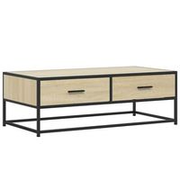 mesa de centro madera ingenieria metal roble sonoma 100x50x35cm