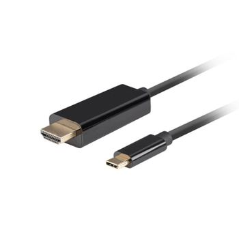 Adaptador de cable de vídeo Lanberg USB Tipo C a HDMI 0,5 m Negro