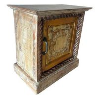 mesita de madera acabado artesanal marron 50x30x56h cm