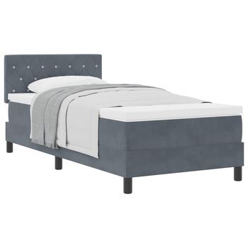 Cama Tapizada 203x103x88 Cm Terciopelo - Gris