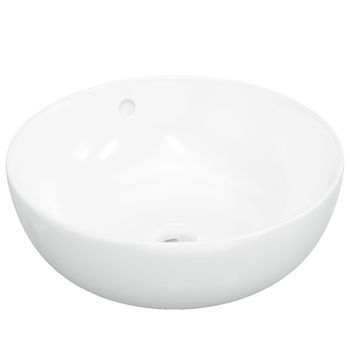 Lavabo De Baño Moderno | Lavabo Redondo Cerámica Blanco 44x17 Cm