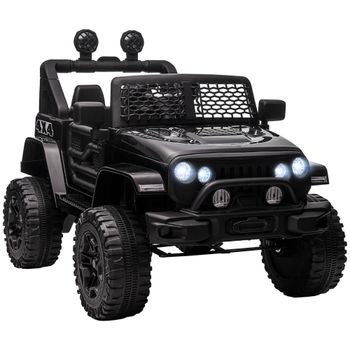 HOMCOM Coche eléctrico 4x4 para niños 12V con control remoto, luces y claxon - 3-6 años - Negro   Aosom España