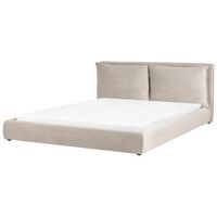 cama de agua moderna de terciopelo 180 x 200 cm cabecero tapizado y acolchado gris pardo bajonna