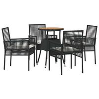 conjunto de comedor de jardin 5 piezas  mueble de jardin negro ratan sintetico