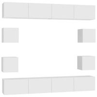 set de muebles de salon tv 8 uds  mueble de salon  gabinete de tv madera de ingenieria blanco