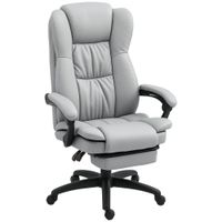 vinsetto silla de oficina con 6 puntos de masaje con altura ajustable respaldo reclinable y reposapies retractil gris claro