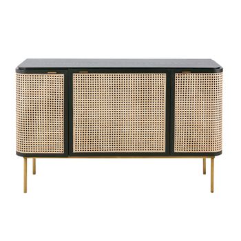 Aparador con 3 puertas de rejilla de ratán 125 cm