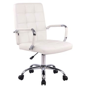 Silla De Oficina Deli Pro Cuero Sintético Simil Cuero Blanco 63x59x91 Cm Clp