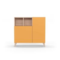 zapatero melamina roble claro puertas mostaza 87x90x27 cm