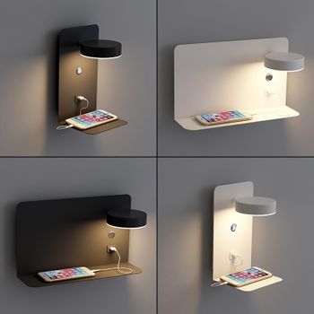 Lámpara de pared Led moderna y sencilla, luz de pared Interior, lámpara de noche para dormitorio, lámpara de noche, luz LED con carga USB para teléfono móvil