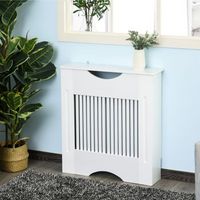 cubre radiador moderno con estante de mdf homcom 78x19x82 cm-blanco