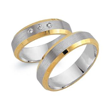 Alianzas 18 quilates oro amarillo-blanco 3 diamantes