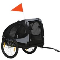 pawhut remolque de bicicleta para perro con ventanas de malla reflectores y bandera de seguridad 140 x 71 x 83 cm negro