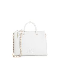 bolso shopping con logotipo en relieve en toda la superficie white