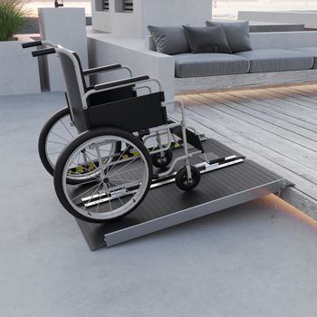 Rampa Sillas De Ruedas De Aleación De Aluminio Homcom 91x73,6x5,1 Cm