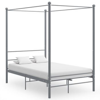 Estructura De Cama Con Dosel Sin Colchón Metal Gris 140x200 Cm Vidaxl