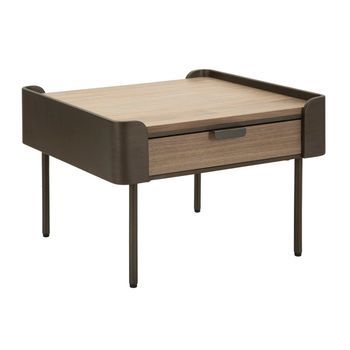 Mesa De Centro De Metal Y Madera Marrón 110x60x41 Cm