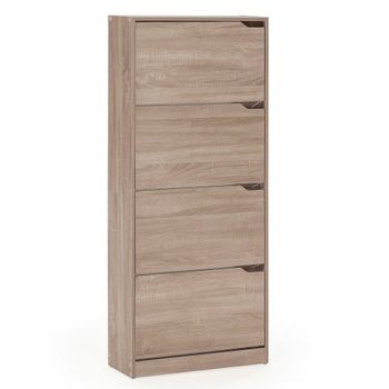 Mueble zapatero 4 puertas color roble, para 24 pares