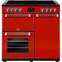 belling kensington 90 cm electric ceramic range cooker - red  chrome red