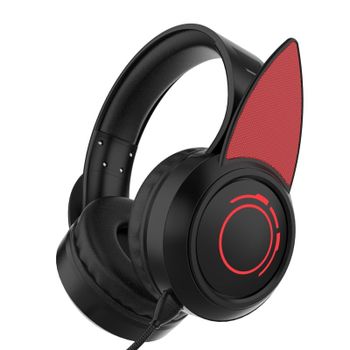 Kinsi YK-070 Auriculares Inalámbricos Gaming Orejas de Elfo RGB Negro/Rojo