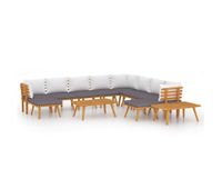juego muebles de jardin y cojines 12 pzas madera maciza acacia